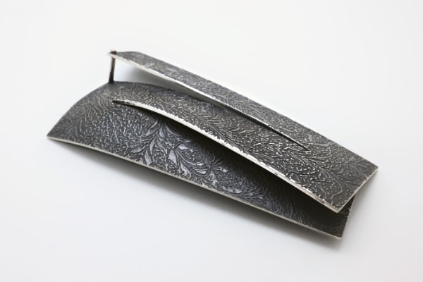 Split Brooch: Etched sterling