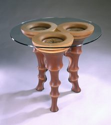 table, leather, wood
