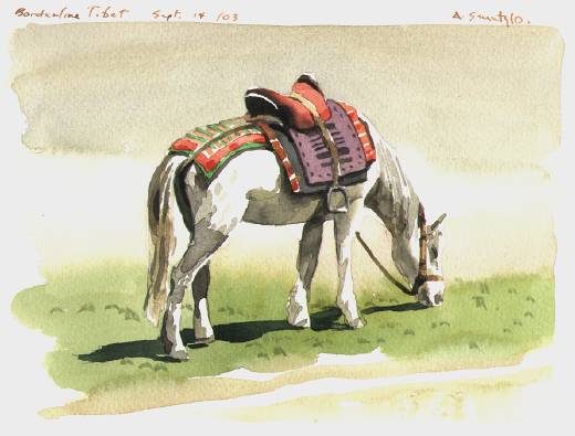 Nomads of the Himalayas watercolour