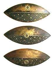 3 brass pins etched